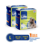Buy Super Liife Rash Free Adult Diapers (Pants Style) - 20 Count (Medium) with Wetness Indicator and Disposable bags- Waist Size 28-44 inch ; 71-111.8 cm - Purplle