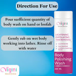 Buy Vigini Body Whitening Lightening Brightening Polishing Scrub Shower Gel Wash Men Women Glowing Skin Tightening Moisturizing De Tan Remover Exfoliating Soap Free Glutathione, Alpha Arbutin, Coffee Charcoal, Niacinamide 200 gm - Purplle
