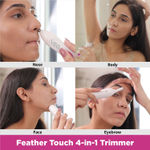 Buy VEGA Feather Touch 4 In 1 Trimmer for Women: Suitable for Trimming Eyebrows, Nose, Face & Private Area (VHBT-03), White - Purplle