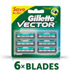 Buy Gillette Vector plus Manual Shaving Razor Blades (Cartridge) 6s pack - Purplle