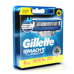 Buy Gillette Mach 3 Turbo Manual Shaving Razor Blades - 8s Pack (Cartridge) - Purplle