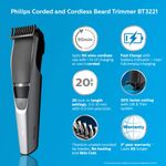 Buy Philips BT3221/15 corded & cordless Titanium blade Beard Trimmer - 20 length settings; 90 min run time - Purplle