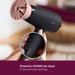 Buy Philips BHD356/10 Hair Dryer 2100 Watts Thermoprotect AirFlower Advanced Ionic Care 6 Heat & Speed Settings-Black - Purplle