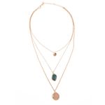 Buy Lilly & Sparkle Alloy Gold Toned 3 Layered Necklace With Circular Danglers And Emerald Fancy Pendant For Women - Purplle