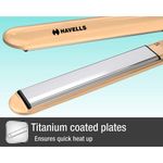Buy Havells HS4152 Titanium Plates Professional Hair Straightener with adjustable temperature, Suitable for all Hair Types (Golden) - Purplle