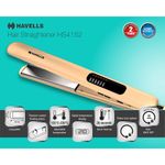 Buy Havells HS4152 Titanium Plates Professional Hair Straightener with adjustable temperature, Suitable for all Hair Types (Golden) - Purplle