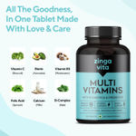 Buy Zingavita Multivitamin Tablets for Men & Women - 120 count, With Probiotics & Prebiotics, 100% RDA Vitamin C, E, Zinc & Biotin, Enhances Energy, Stamina, Immunity and Skin - 120 Veg Tablets - Purplle
