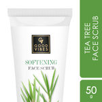 Buy Good Vibes Tea Tree Softening Face Scrub in Tube | Anti-Acne, Oil Free Skin | No Parabens, No Sulphates, No Mineral Oil, No Animal Testing (50 g) - Purplle