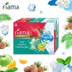 Buy Fiama Gel Bathing Bar Fresh Celebration pack, with 3 unique gel bars, with skin conditioners for moisturized skin, 125g soap (Pack of 3), Blue - Purplle