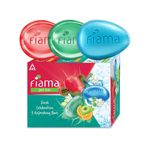 Buy Fiama Gel Bathing Bar Fresh Celebration pack, with 3 unique gel bars, with skin conditioners for moisturized skin, 125g soap (Pack of 3), Blue - Purplle