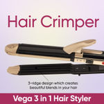 Buy VEGA 3 in 1 Hair Styler, Straightener, Curler & Crimper (VHSCC-01), Black & Gold - Purplle