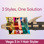 Buy VEGA 3 in 1 Hair Styler, Straightener, Curler & Crimper (VHSCC-01), Black & Gold - Purplle