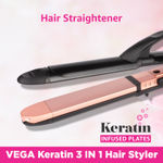 Buy Vega 3 in 1 Keratin Hair Styler (India's No.1* Hair Styler Appliance Brand) Straightener, Curler and Crimper (VHSCC-03), Rose Gold - Purplle