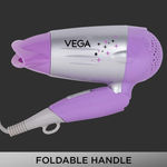 Buy VEGA Galaxy Foldable 1100 Watts Hair Dryer With Heat & Cool Setting And Detachable Nozzle (VHDH-06) Silver-Purple - Purplle