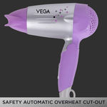 Buy VEGA Galaxy Foldable 1100 Watts Hair Dryer With Heat & Cool Setting And Detachable Nozzle (VHDH-06) Silver-Purple - Purplle