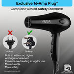 Buy Vega Professional Hair Dryer for Men and Women Pro Touch 1800-2000 Watts with 2 Detachable Nozzles, Marron,(VHDP-02) - Purplle