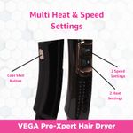 Buy VEGA Pro-Xpert 2200 W Professional Hair Dryer with Diffuser & 2 Detachable Nozzles (VHDP-03) Black - Purplle
