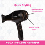 Buy VEGA Pro-Xpert 2200 W Professional Hair Dryer with Diffuser & 2 Detachable Nozzles (VHDP-03) Black - Purplle