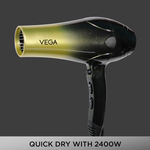 Buy VEGA Super Pro 2400 Watts Professional Hair Dryer With Diffuser, 2 Detachable Nozzle & Travel Pouch (VHDP-04)-Black - Purplle