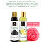 Buy Good Vibes Activated Charcoal Deep Cleansing Shower Gel (200 ml) + Good Vibes Lemon & Basil Energizing Shower Gel (200 ml) + Good Vibes Peach Loofah FREE - Purplle