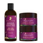 Buy Pilgrim Red Vine AM PM Face Care Kit, Volcanic Lava Ash Face Wash 100 ml, Face Cream SPF 50 50 gm, & Night Gel Creme 50 gm, Anti-Ageing, De-Pi gmentation, Skin Repair, All Skin Types, Men & Women - Purplle