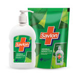 Buy Savlon Herbal Sensitive pH Balanced Liquid Handwash 200ml pump + 175ml refill pouch combo - Purplle