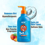 Buy WOW Skin Science Kids 3 in 1 Tip to Toe Wash - Peach - (300 ml) - Purplle