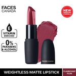 Buy Faces Canada Weightless Matte Lipstick |Jojoba and Almond Oil enriched| Highly pigmented | Smooth One Stroke Weightless Color | Keeps Lips Moisturized | Shade - Flamboyant Plum 4 gm - Purplle