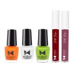 Buy Moraze Patriotic Combo Pack of White, Green, Orange Nail Polish (5 ML Each), with 2 Liquid Lipstick (Angle Face Devil Thought, and You Go Gurl) (3 ML Each) - Purplle