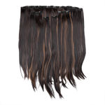 Buy STREAK STREET 7 SET CLIP-IN VOLUMIZER DARK BROWN HAIR EXTENSIONS WITH GOLDEN BROWN HIGHLIGHTS - Purplle