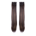 Buy STREAK STREET CLIP-IN 24" STRAIGHT DARK BROWN SIDE PATCHES WITH GOLDEN HIGHLIGHTS (2pcs Set) - Purplle