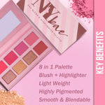 Buy NY Bae Pro Blush + Highlighter Palette - 02 (16 g) | Blendable | 8 In 1 | Matte & Shimmer Shades | Rich Colour | Multipurpose | Travel Friendly - Purplle