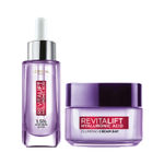 Buy L'Oreal Paris Revitalift Hyaluronic Acid Skincare Routine: Hyaluronic Acid Serum, 15ml + Hyaluronic Acid Plumping Day Cream, 15gm | Hydrated, Plump Skin Combo - Purplle