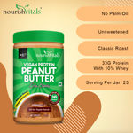 Buy NourishVitals Vegan High Protein Peanut Butter (Extra Crunchy), 34g Protein, Classic Roast, Unsweetened, 100% Natural, No Added Sugar, Salt or Oils (750 g) - Purplle