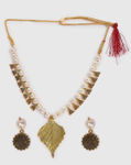 Buy SOHI Gold-Plated Antique Leaf Loops Beaded Necklace Set - Purplle