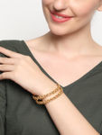 Buy Jazz And Sizzle Set Of 2 Gold-Plated Multicolored Stones Studded Bangles in Circular Pattern - Purplle
