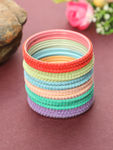 Buy Jazz And Sizzle Set of 24 solid handcrafted bangles in Purple, blue, orange, green, red and sea-green - Purplle