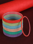 Buy Jazz And Sizzle Set of 24 solid handcrafted bangles in Purple, blue, orange, green, red and sea-green - Purplle