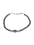 Buy Jazz And Sizzle Silver-Plated & Black Beaded Handcrafted Owl & Evil Eye Anklet - Purplle