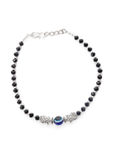 Buy Jazz And Sizzle Silver-Plated & Black Beaded Handcrafted Owl & Evil Eye Anklet - Purplle