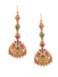 Buy Jazz And Sizzle Gold Plated Red & Green stone Studded Peacock Mangtikka - Purplle