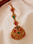 Buy Jazz And Sizzle Gold Plated Red & Green stone Studded Peacock Mangtikka - Purplle