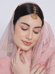 Buy Jazz And Sizzle Gold Plated Red & Green stone Studded Peacock Mangtikka - Purplle