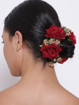 Buy Jazz And Sizzle Artificial Red Rose Flower Handcrafted Fabric Gajra/Hair Bun Accessories - Purplle