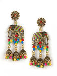 Buy Jazz And Sizzle Designer Gold Plated Elephant Shape Enamelled Traditional Pearl Drop Jhumka Earring - Purplle