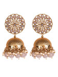 Buy Jazz And Sizzle Grey Antique Gold-Plated Studded Dome Shaped Jhumkas - Purplle