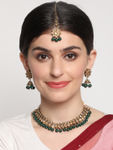 Buy Jazz And Sizzle Green Kundan Stones Gold Plated Chokers Set with MaangTikka - Purplle