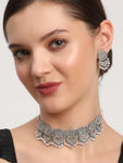 Buy Jazz And Sizzle Silver-Plated Chokers Necklace Jewellery Set - Purplle