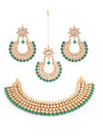 Buy Jazz And Sizzle Gold-Plated Green & White Kundan-Studded Chokers Jewellery Set - Purplle