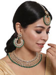 Buy Jazz And Sizzle Gold-Plated Green & White Kundan-Studded Chokers Jewellery Set - Purplle